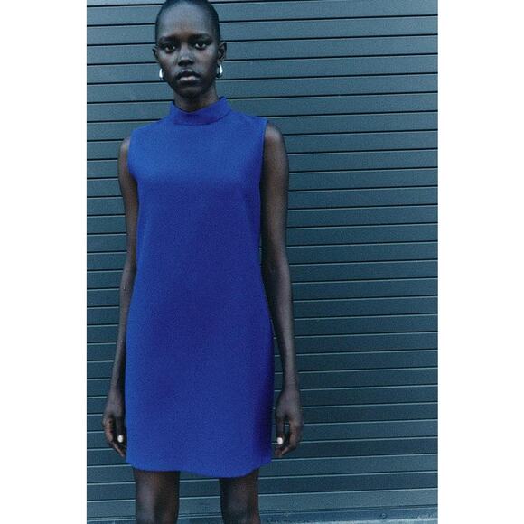 ZARA Women's ZW Collection Sleeveless Short Dress Size M In Bluish - Picture 5 of 14